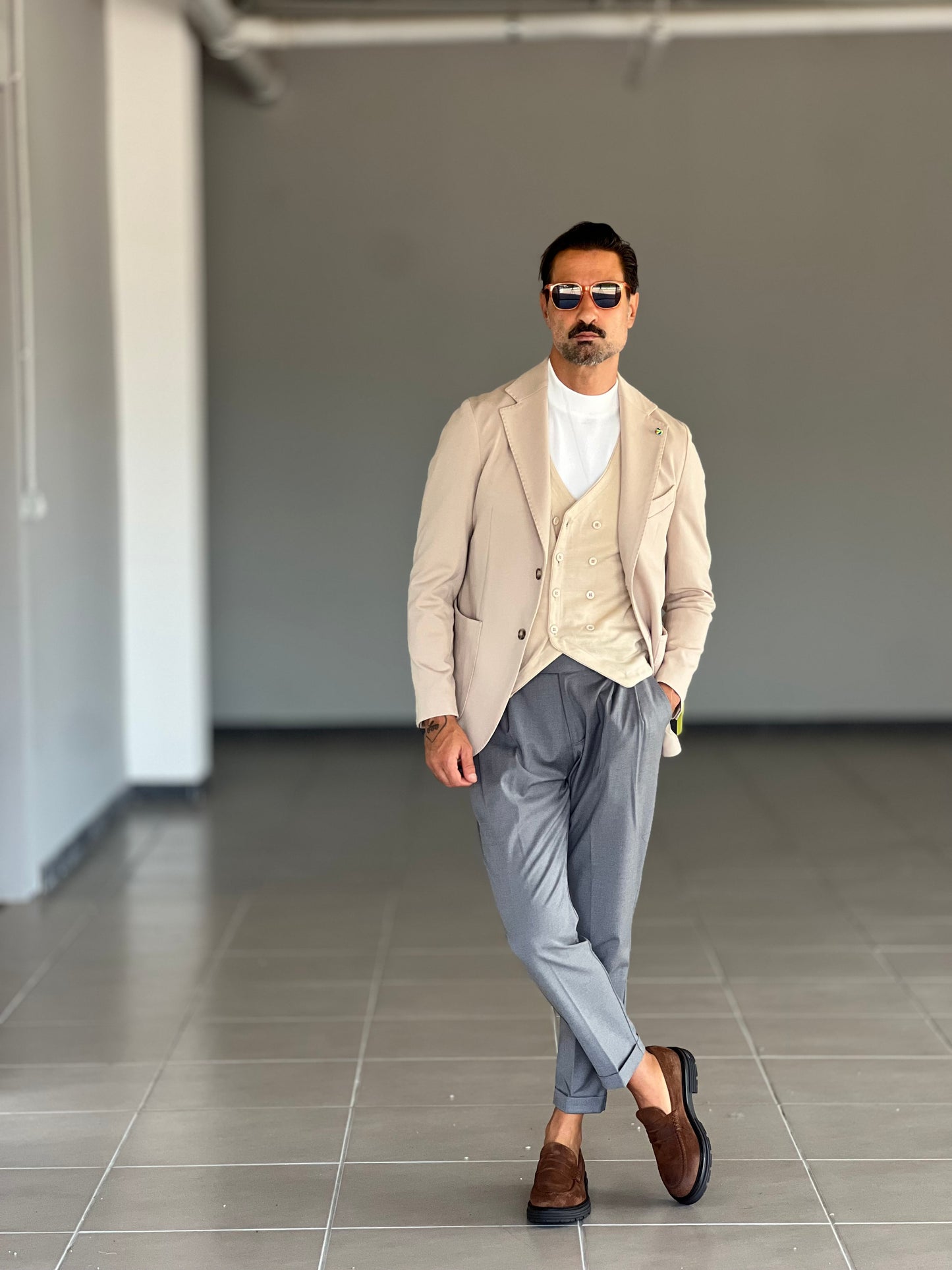 GIACCA BEIGE PUNTO MILANO