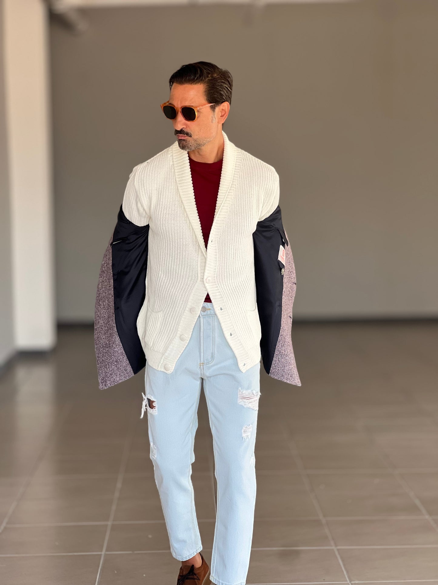 CARDIGAN SCIALLATO PANNA BL11