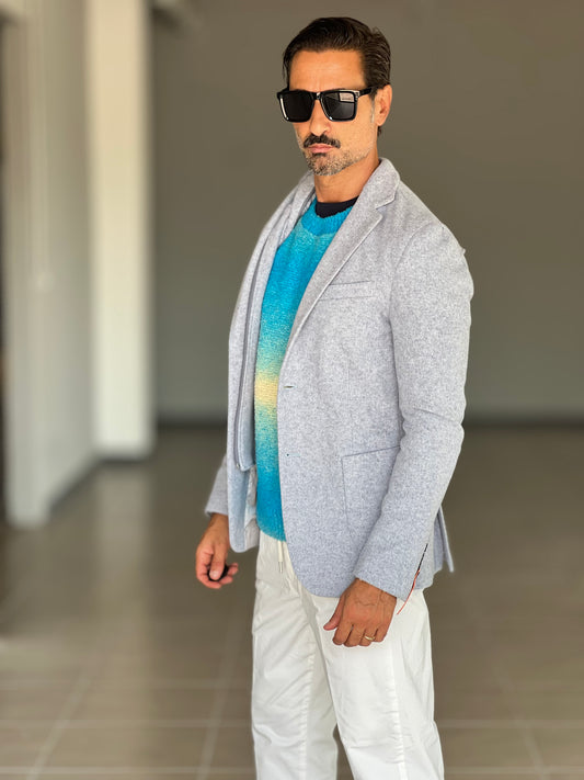 GIACCA PANNO CELESTE INTERNO FELPA ESTRIBILE