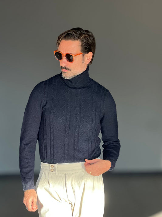 COLLO ALTO TRECCIA BLU VISCOSA TELAMIRA