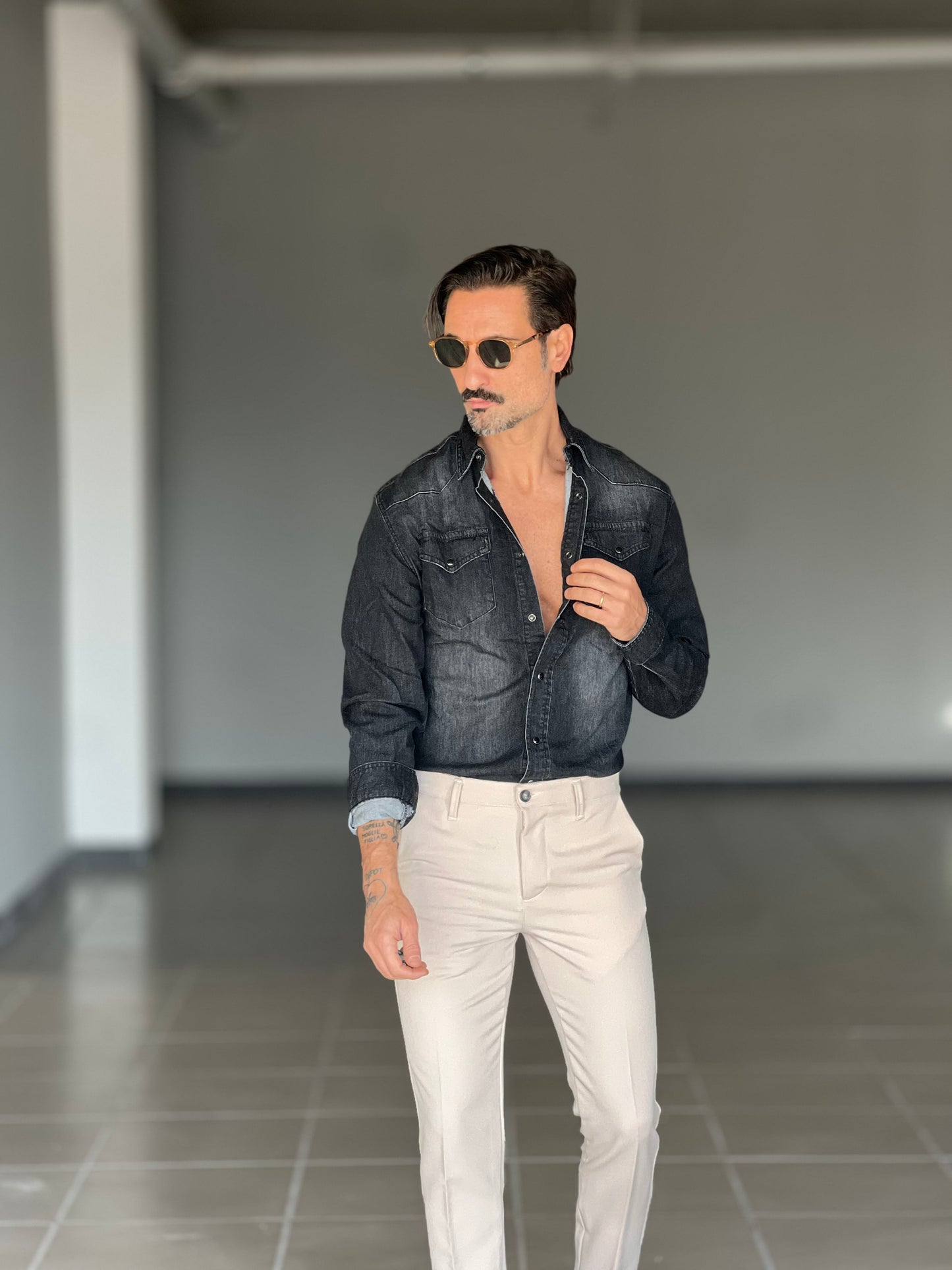 CAMICIA DENIM GRIGIA TEXANA