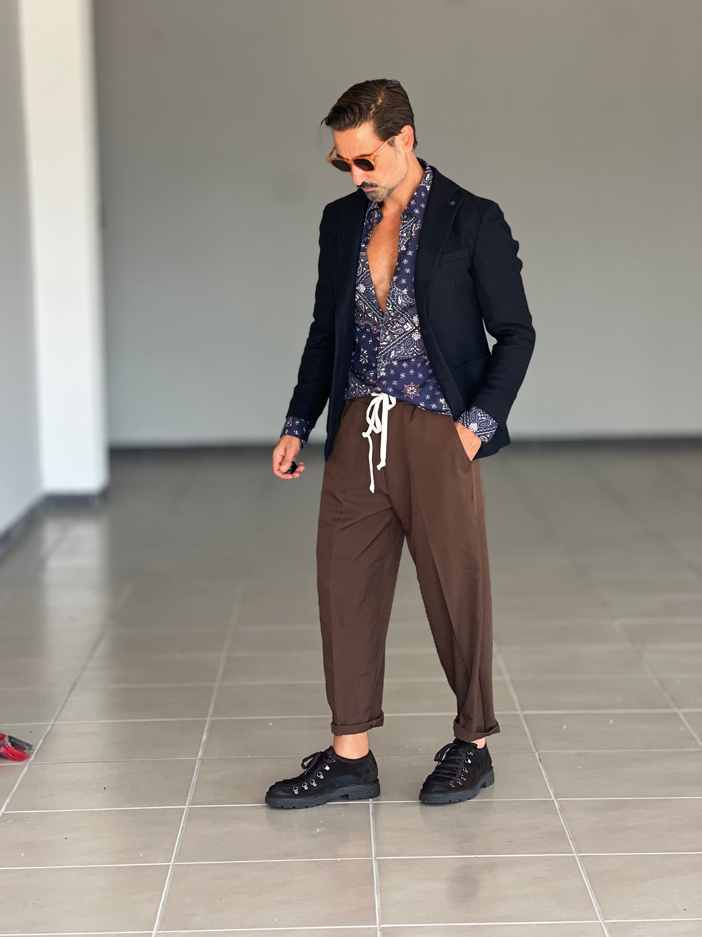 GIACCA LANA E MISTI BLU XAGON MONOPETTO