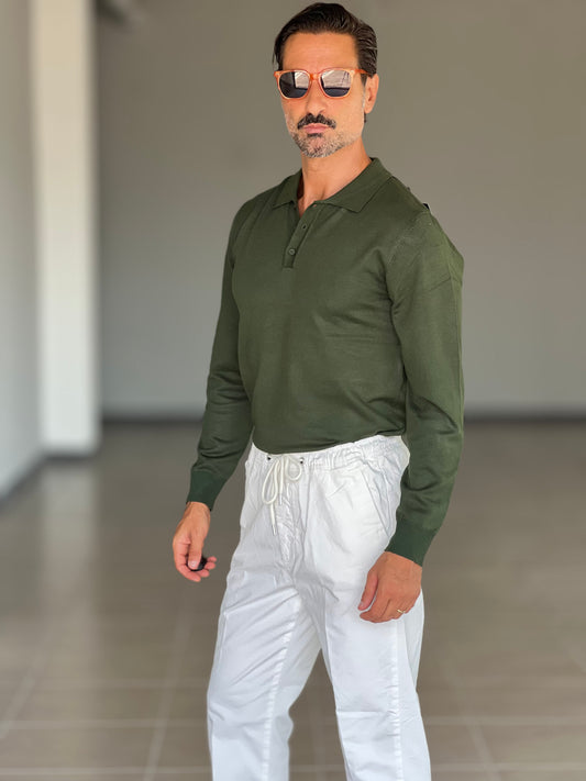 POLO VERDE RASATA VISCOSA E MISTI