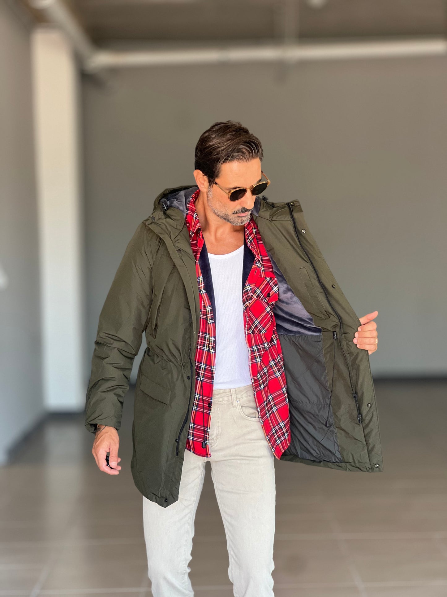 BLUE HIGH NECK COAT