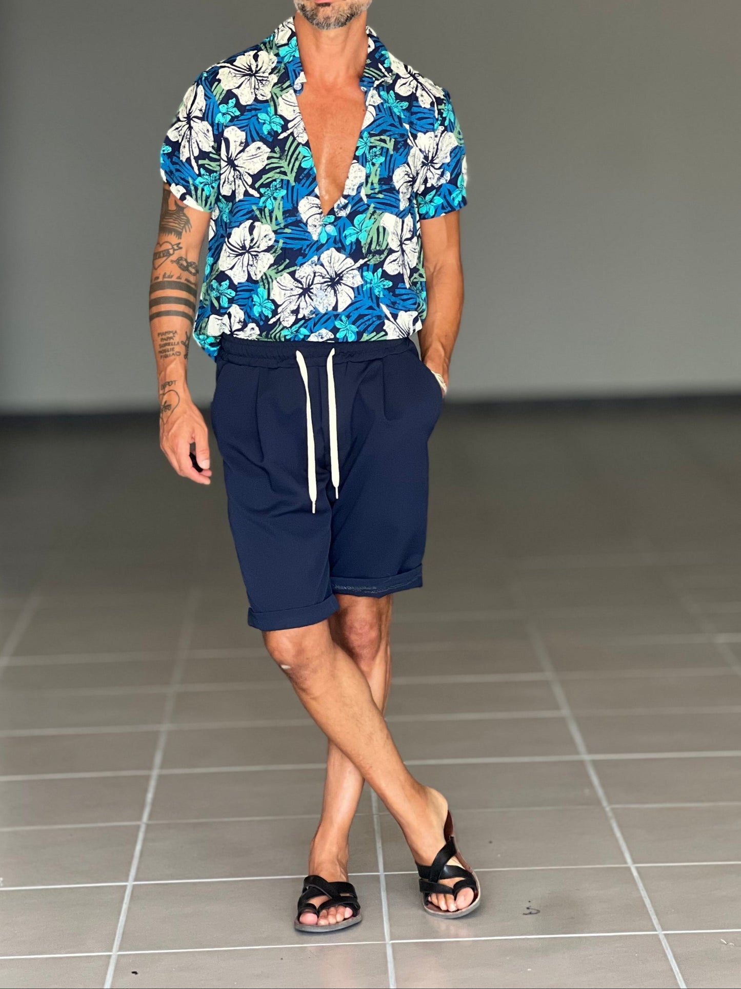 BERMUDA PANTAMOLLA BLU VISCOSA