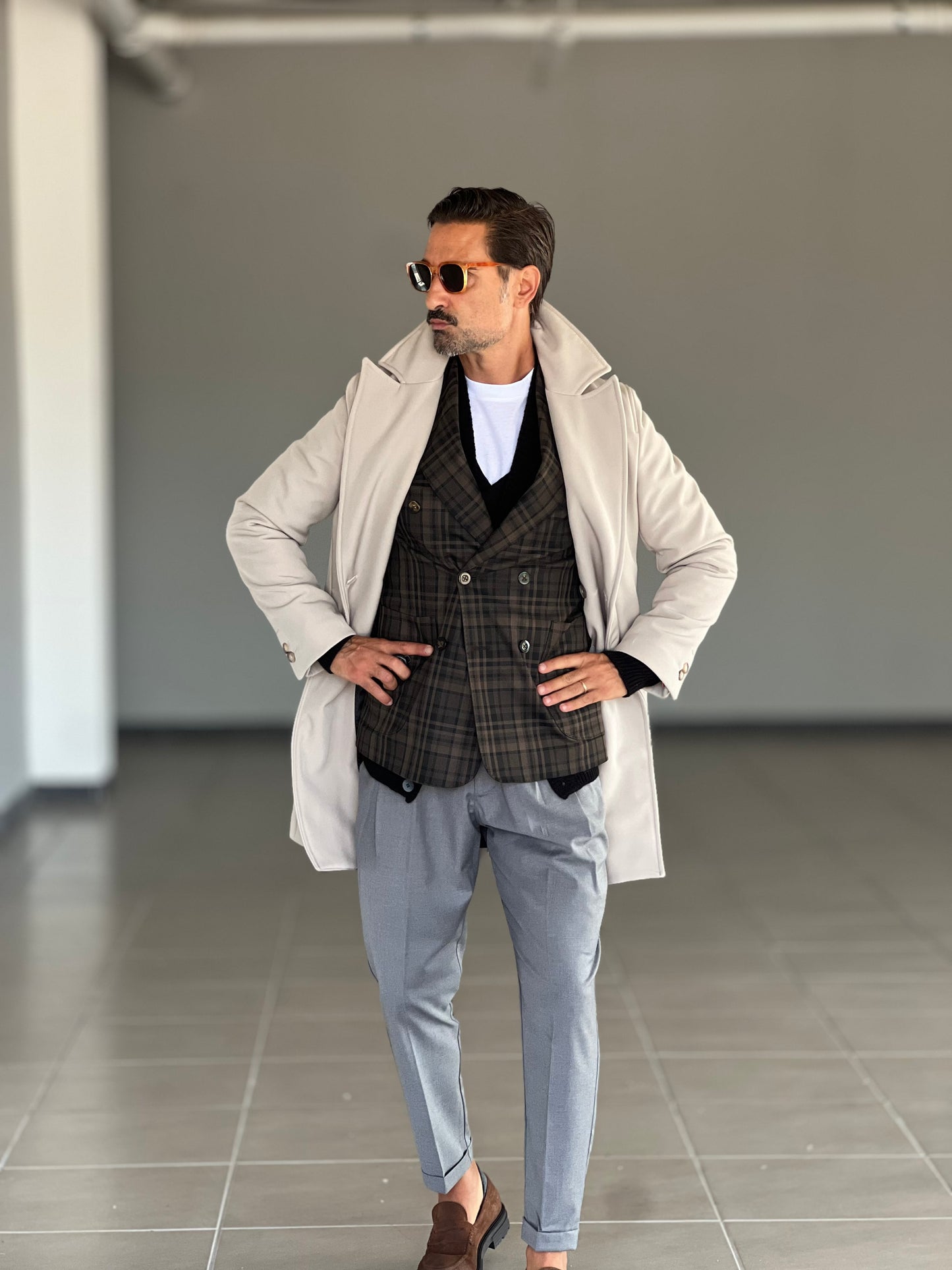 TRENCH BEIGE IMBOTTITO TECNICO DOPPIOPETTO