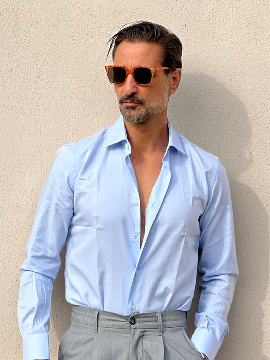 CAMICIA DEPOT CELESTE TWILL DI COTONE DOPPIORITORTO