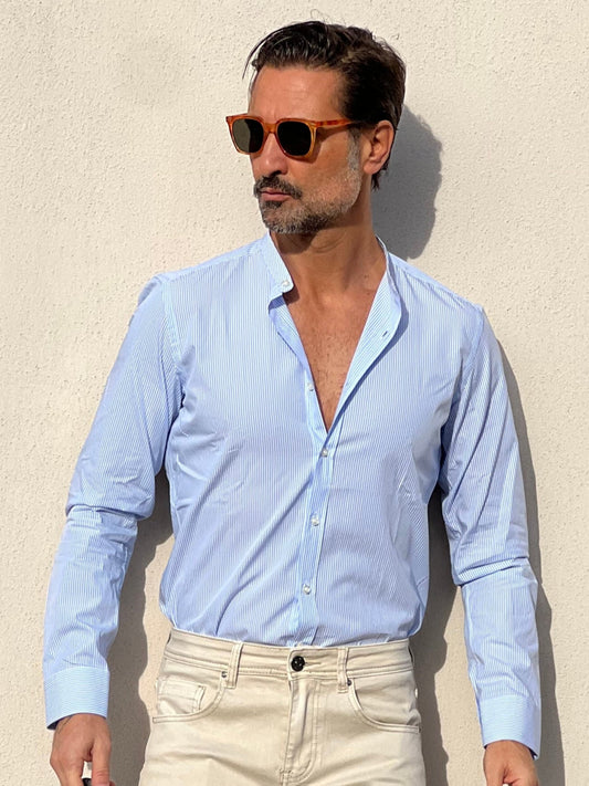 CAMICIA DEPOT BACCHETTA CELESTE E BIANCA COREANA