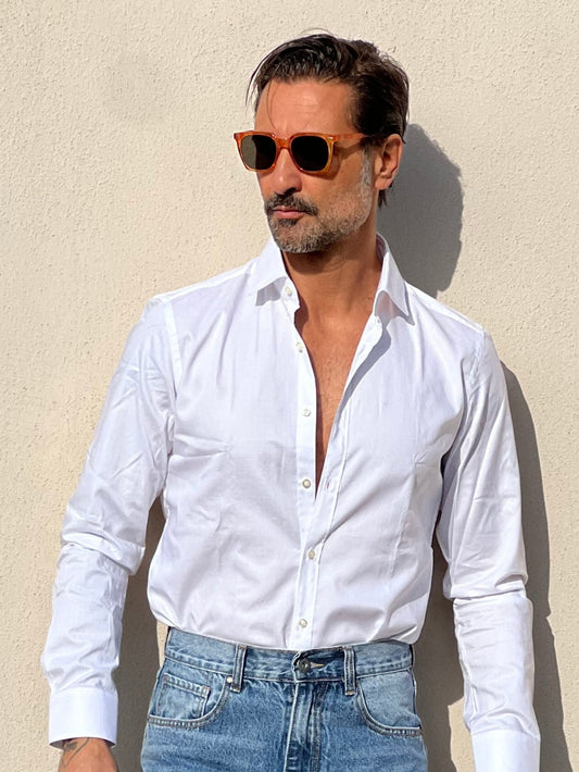 CAMICIA DEPOT BIANCA FILL A FILL COLLO ITALIANO COTONE DOPPIORITORTO