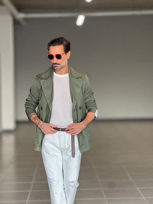 TRENCH CORTO VERDE ALTATENSIONE