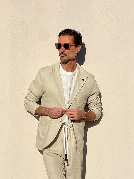 GIACCA XAGON BEIGE FIAMMATO DECOSTRUITA TASCA A TOPPA