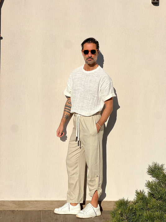 PANTALACCIO XAGON BEIGE FIAMMATO CHIUSURA IN FONDO