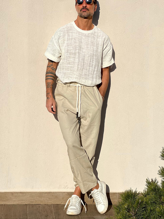 PANTALACCIO XAGON BEIGE FIAMMATO CHIUSURA IN FONDO