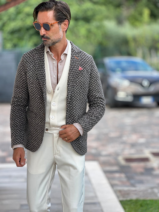 GIACCA KOON GRIGIA ROMBO FLANELLA