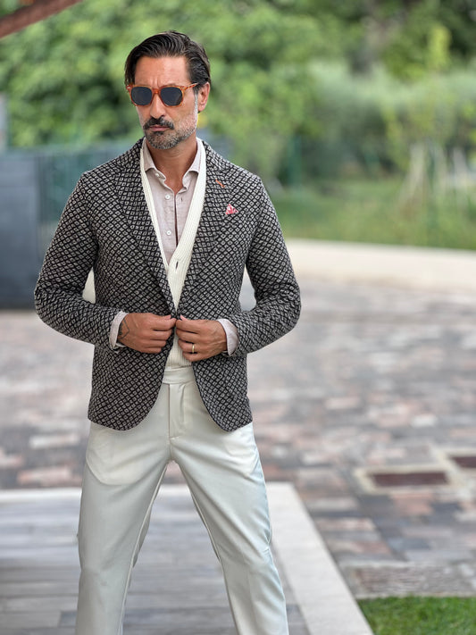 GIACCA KOON GRIGIA ROMBO FLANELLA