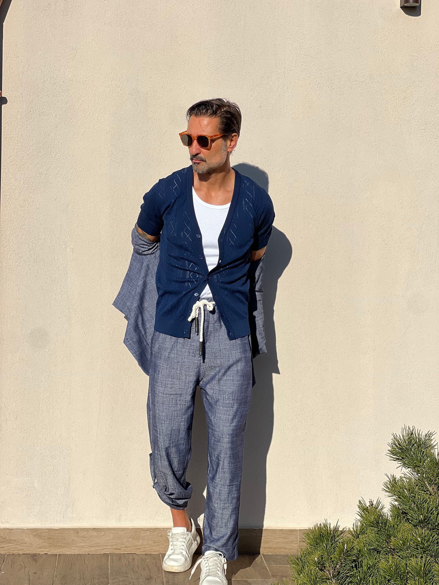 BEIGE COTTON OPEN CARDIGAN