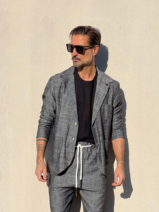 GIACCA XAGON GRIGIA FIAMMATO DECOSTRUITA TASCA A TOPPA