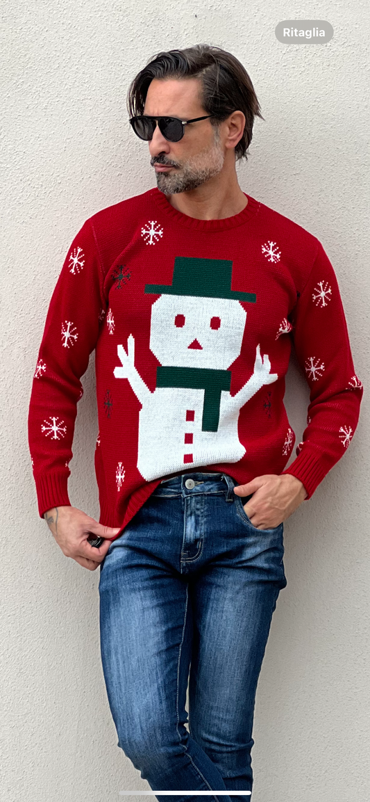 GIROCOLLO ROSSO PUPAZZO DI NEVE