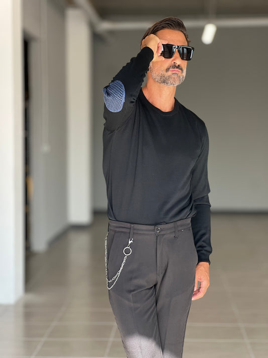 MAGLIA KOON NERA MISTO LANA TOPPA GOMITI