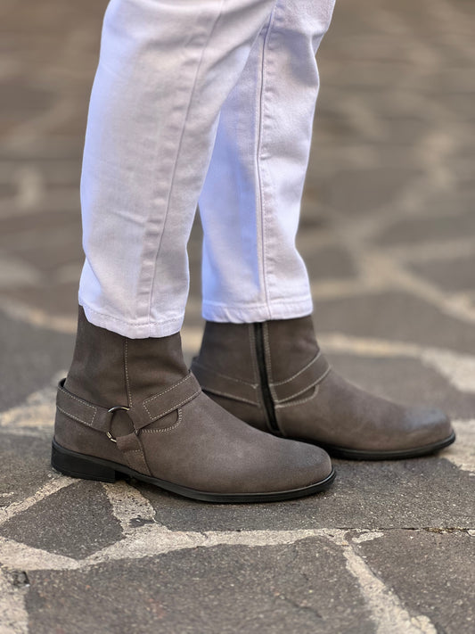 STIVALE GRIGIO CAMOSCIO SPAZZOLATO