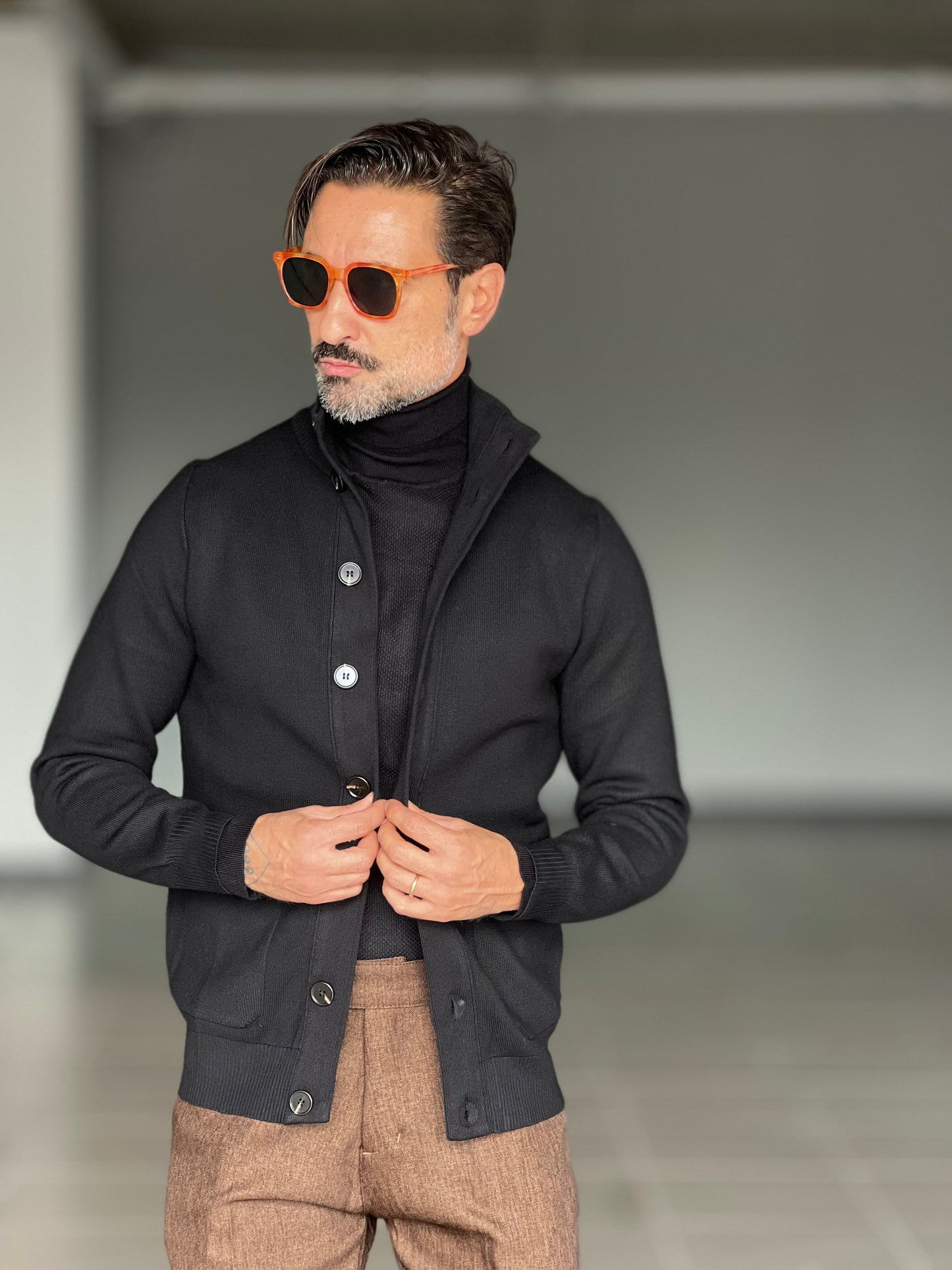 BEIGE COTTON OPEN CARDIGAN