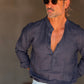 CAMICIA  SERAFINO BLU LINO PURO