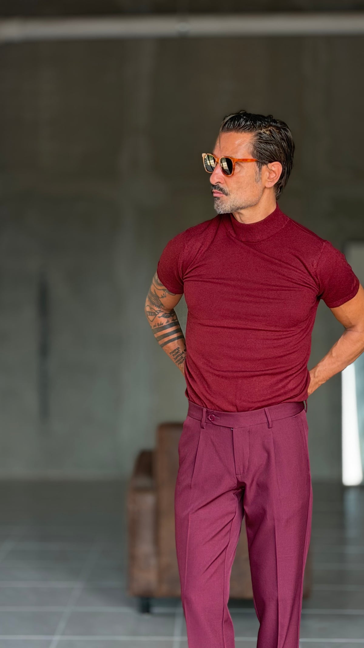 PANTALONE  PRUGNA   DOPPIAPINCES VISCOSA E MISTI
