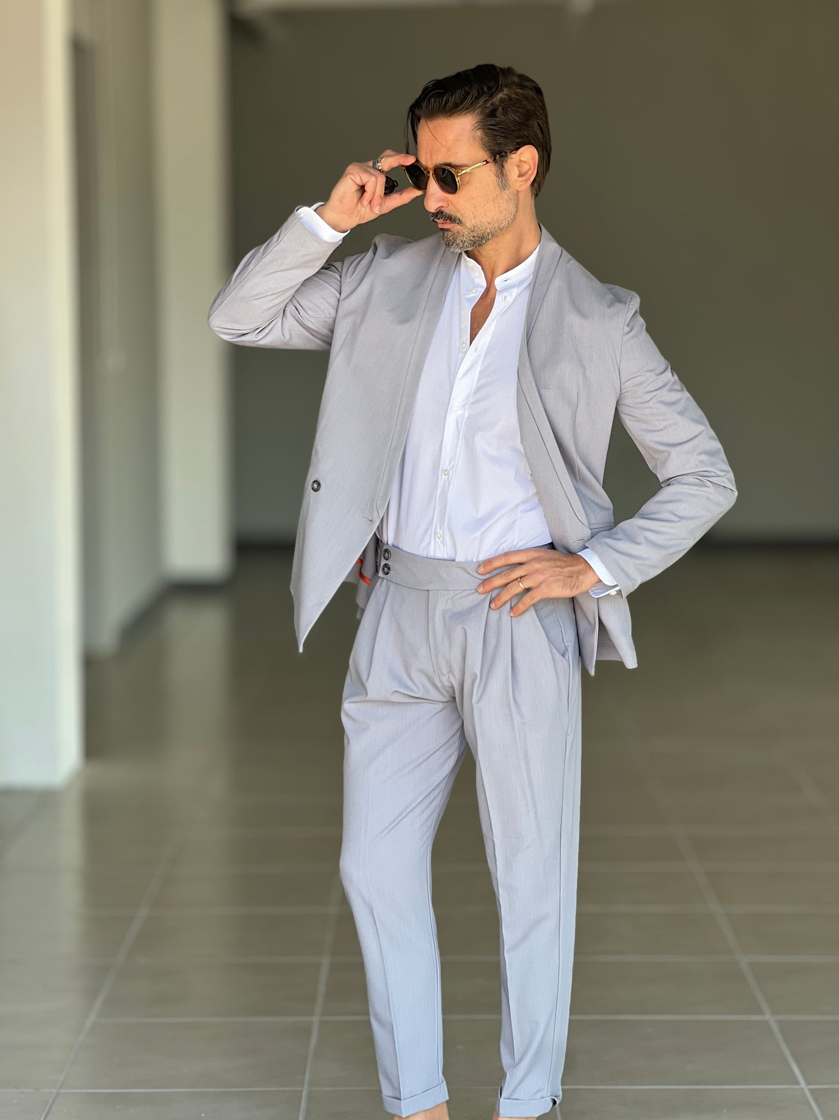 PANTALONE GRIGIO VITA ALTA PINCES VISCOSA( CODICE 30)