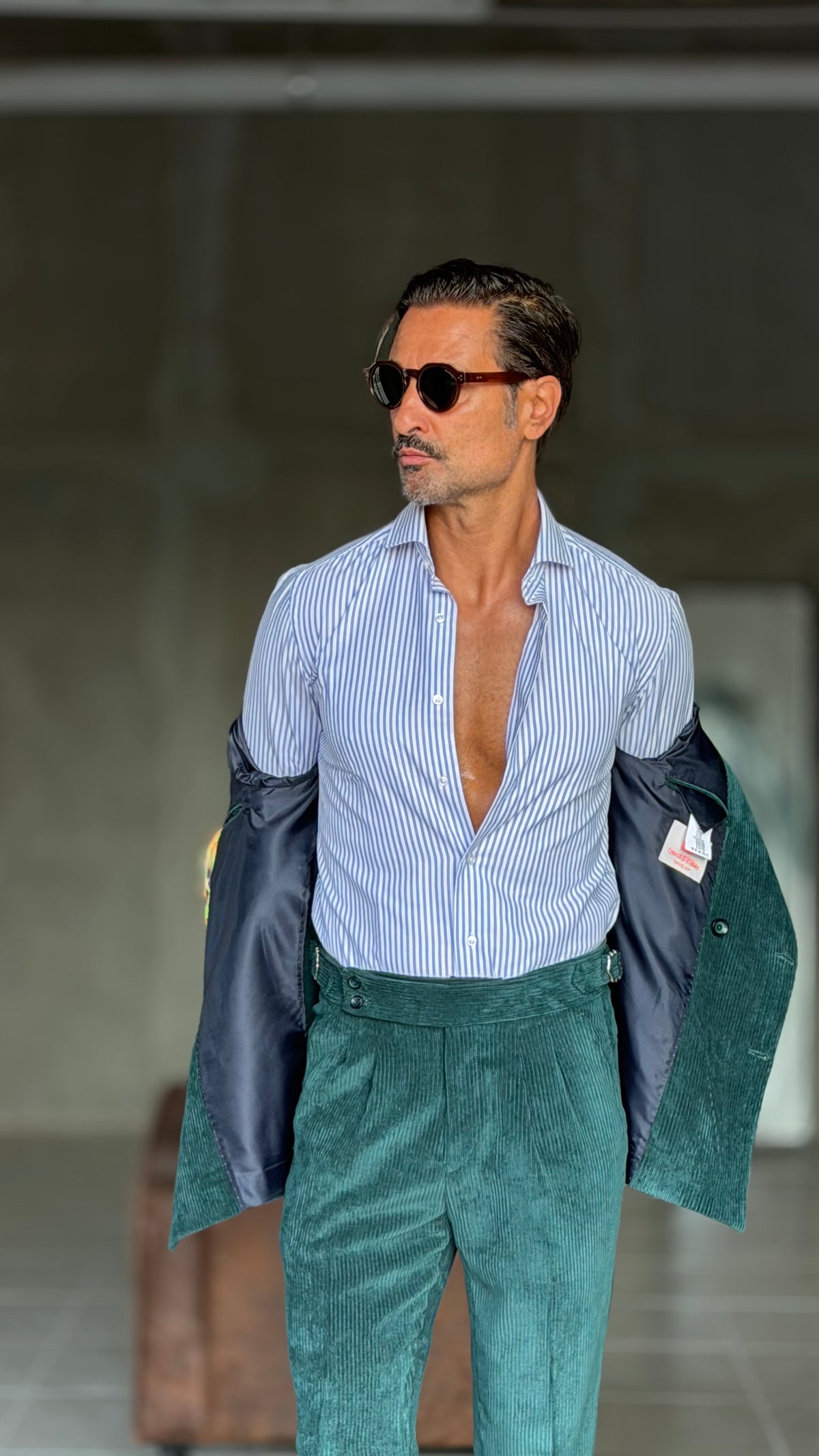 CAMICIA  DEPOT BACCHETTA BIANCA E CELSTE TESSUTO OPERATO