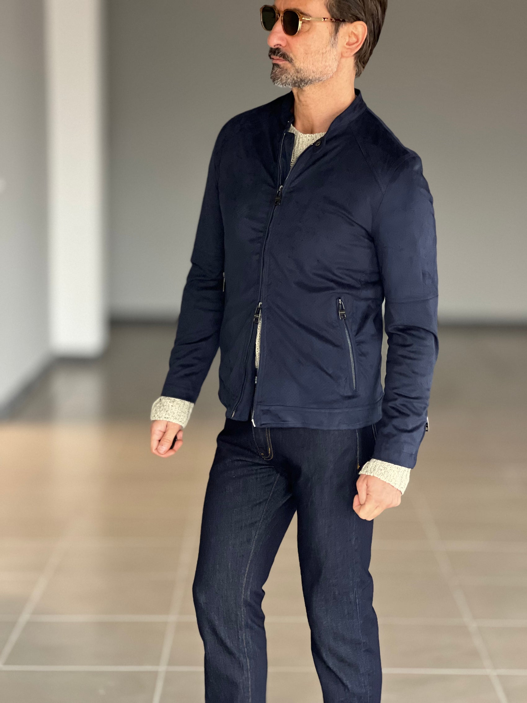 BIKER ECORENNA BLU DOPPIAZIP