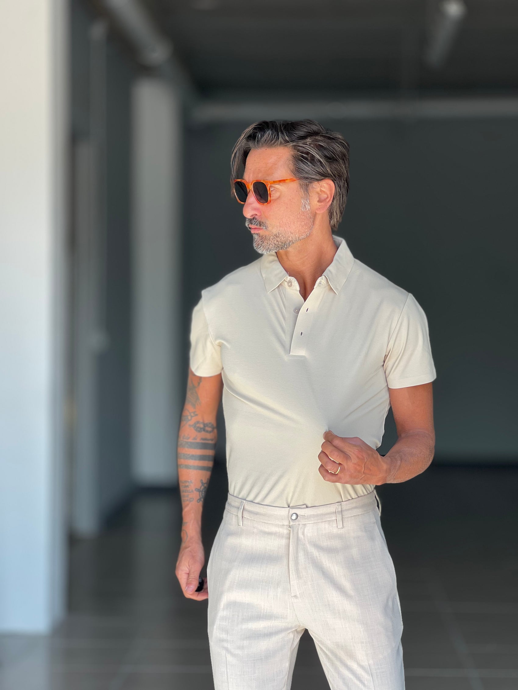 BLUE THREAD COTTON CREW NECK SWEATER