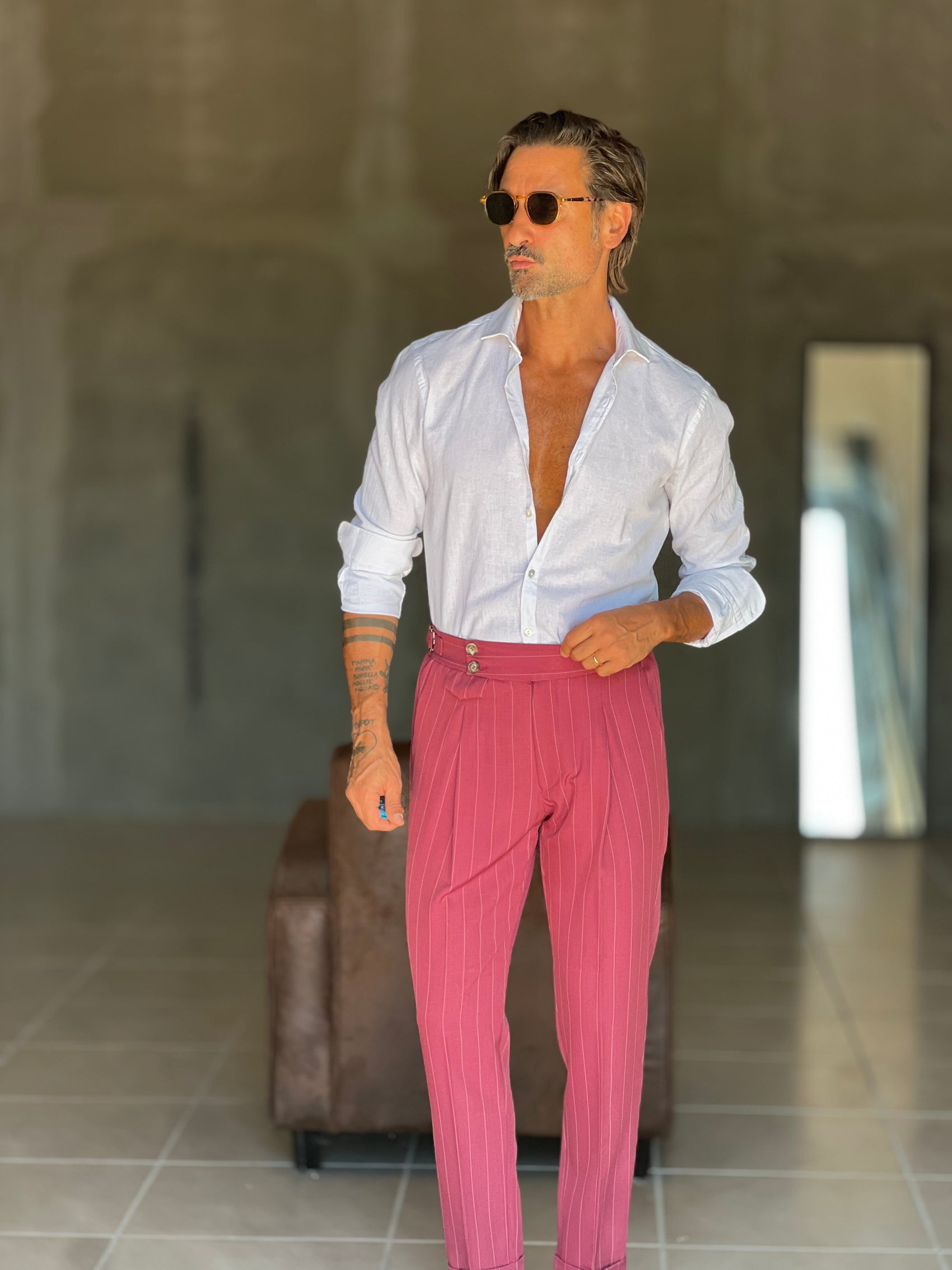 WHITE VISCOSE TROUSERS WITH REGULAR BOTTOM
