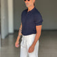 BLUE THREAD COTTON CREW NECK SWEATER