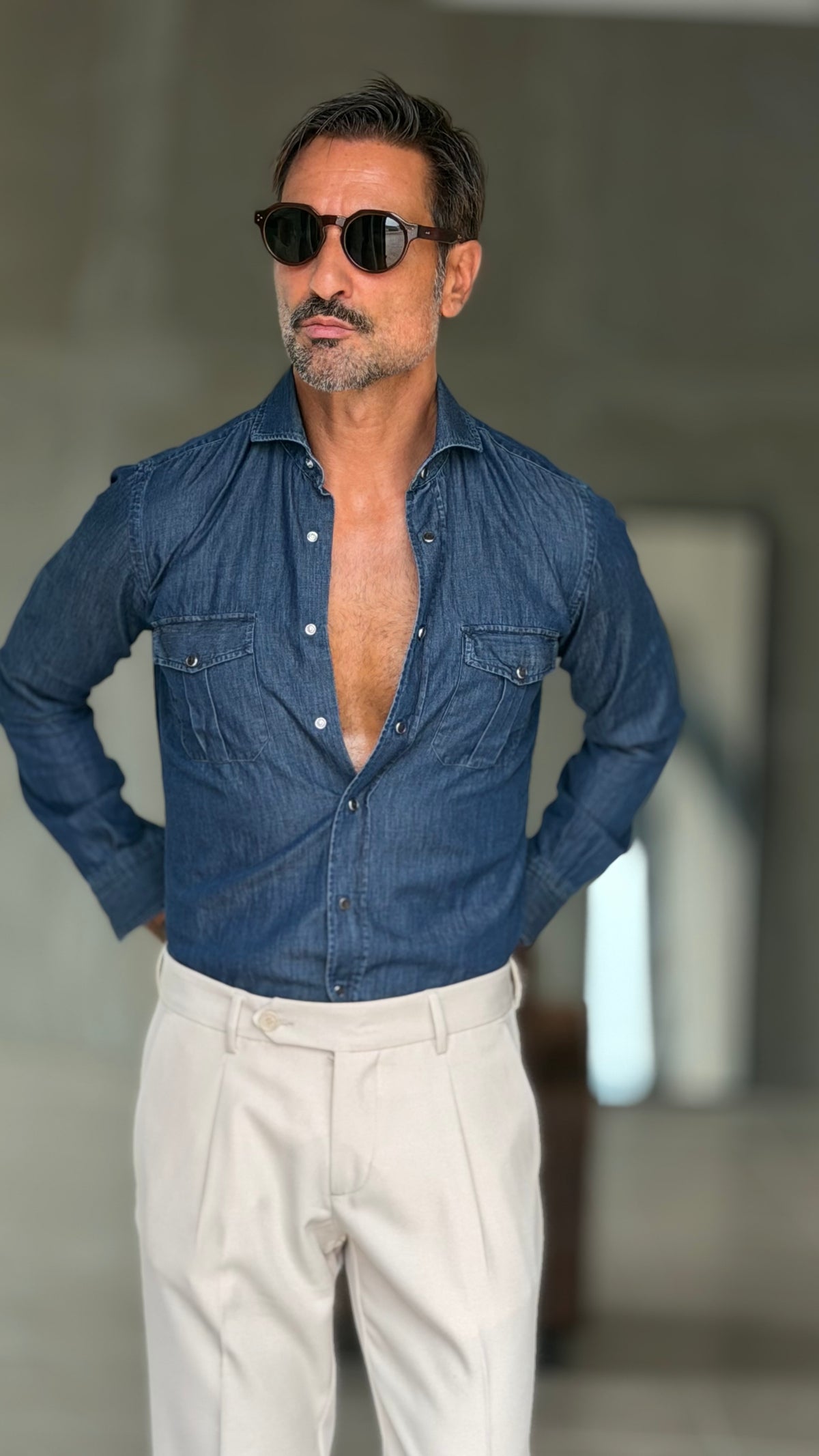 CAMICIA DEPOT  DENIM LAVAGGIO MEDIO  TEXANA