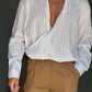 CAMICIA GESSATA BEIGE  KIMONO COTONE
