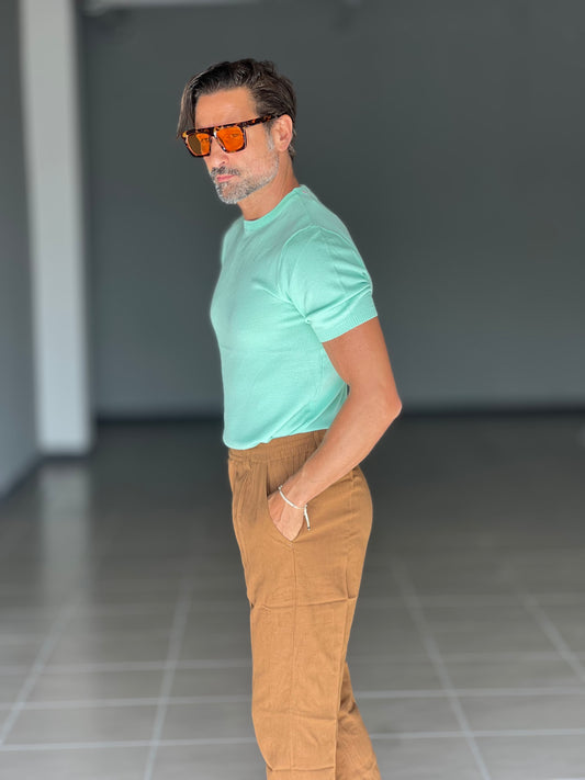 MAGLIA VERDE MENTA NIDO D'APE  VISCOSA E MISTO