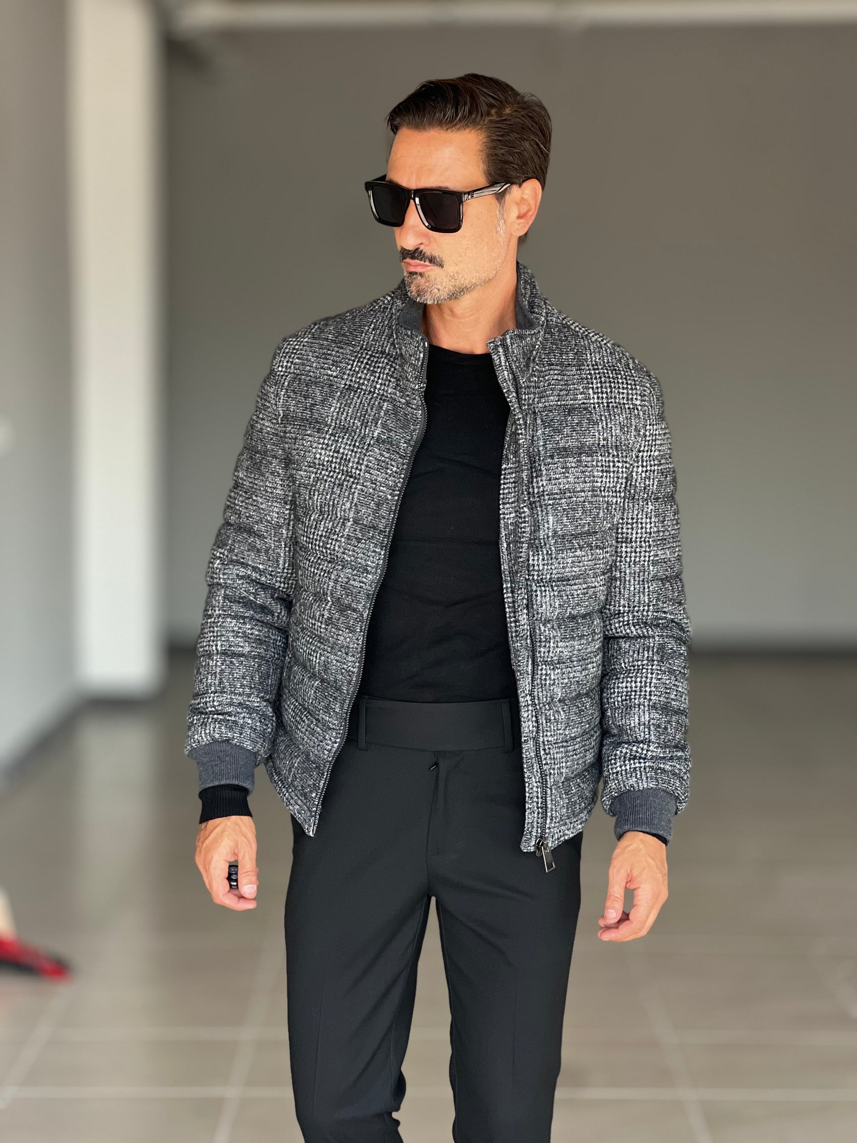 PIUMINO TARTAN GRIGIO SCURO  LANA E MISTI PANNO XAGON