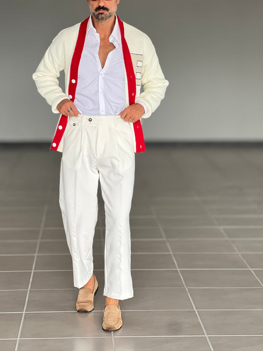 PANTALONE  FONDO AMPIO PANNA  GAMBA A PALAZZO