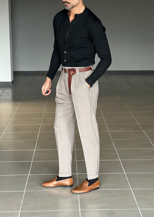 BLACK CHAIN ​​VISCOSE TROUSERS