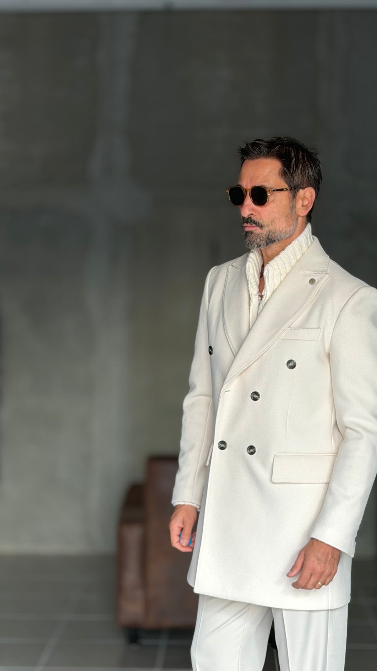 BLUE HIGH NECK COAT