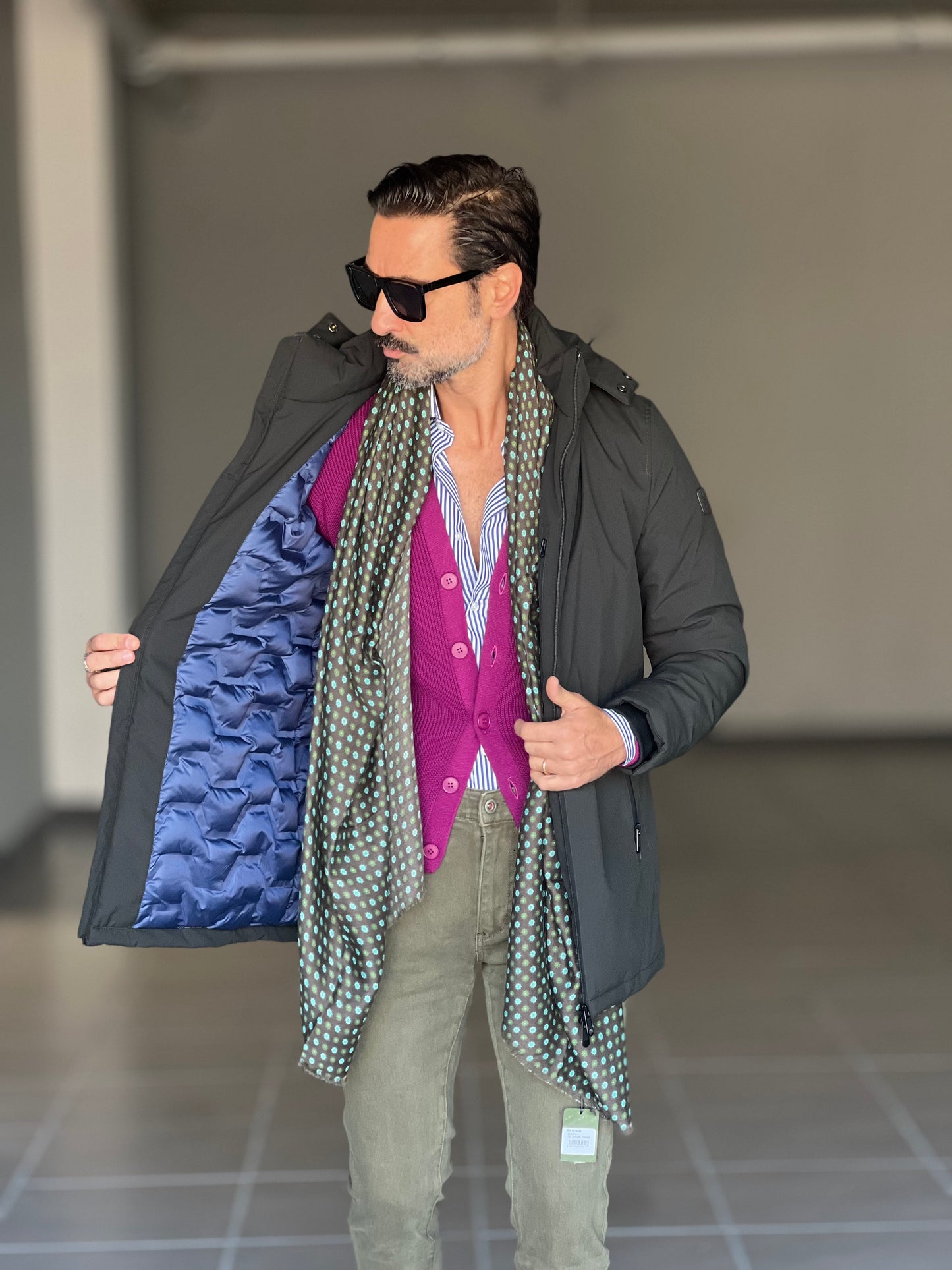 PARKA HAPPER  VERDE TESSUTO TECNICO ZIP TERMOSALDATE