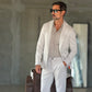WHITE VISCOSE TROUSERS WITH REGULAR BOTTOM