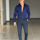 PANTALONE  PINCES  BLU NAVY  GABARDINE DI COTONE G PLAY
