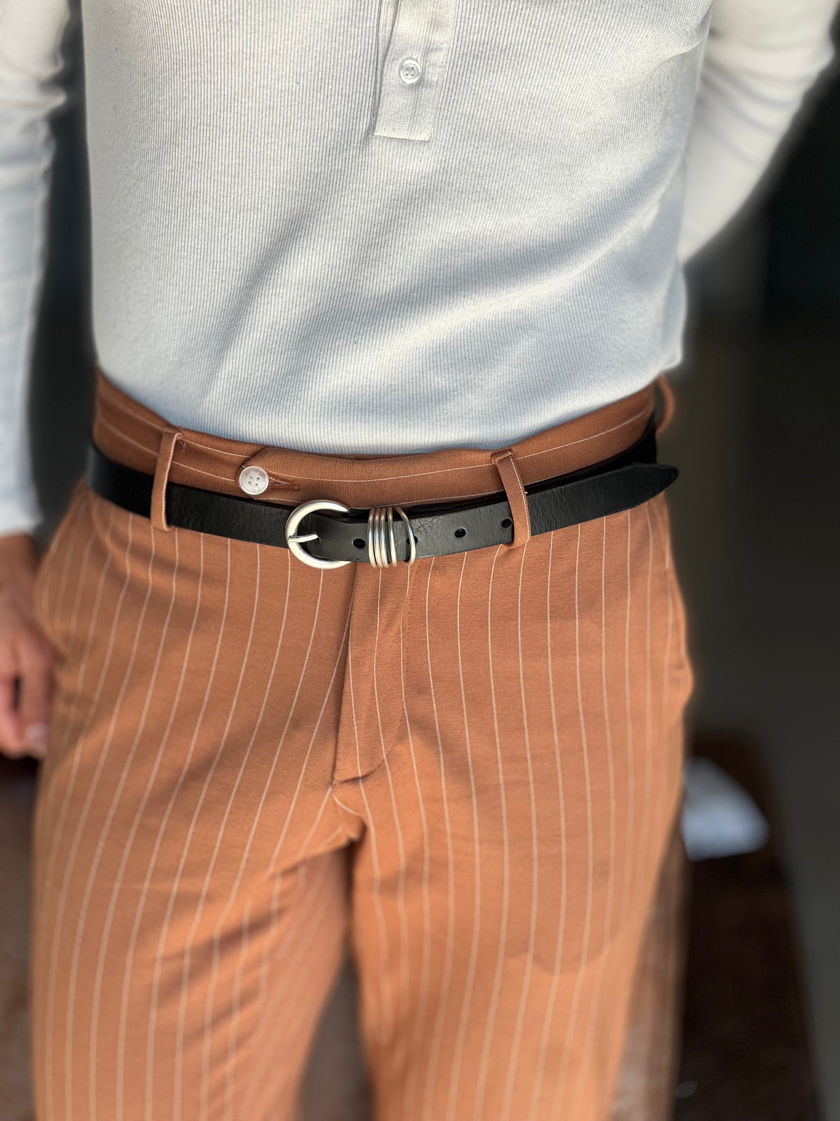 WHITE VISCOSE TROUSERS WITH REGULAR BOTTOM