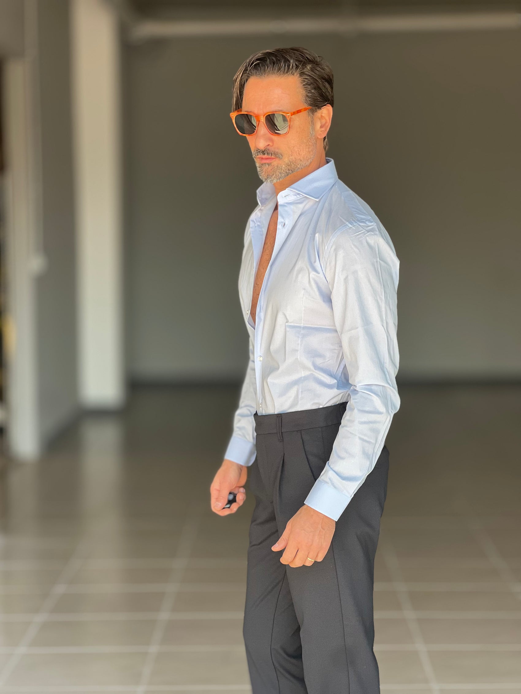 WHITE VISCOSE TROUSERS WITH REGULAR BOTTOM
