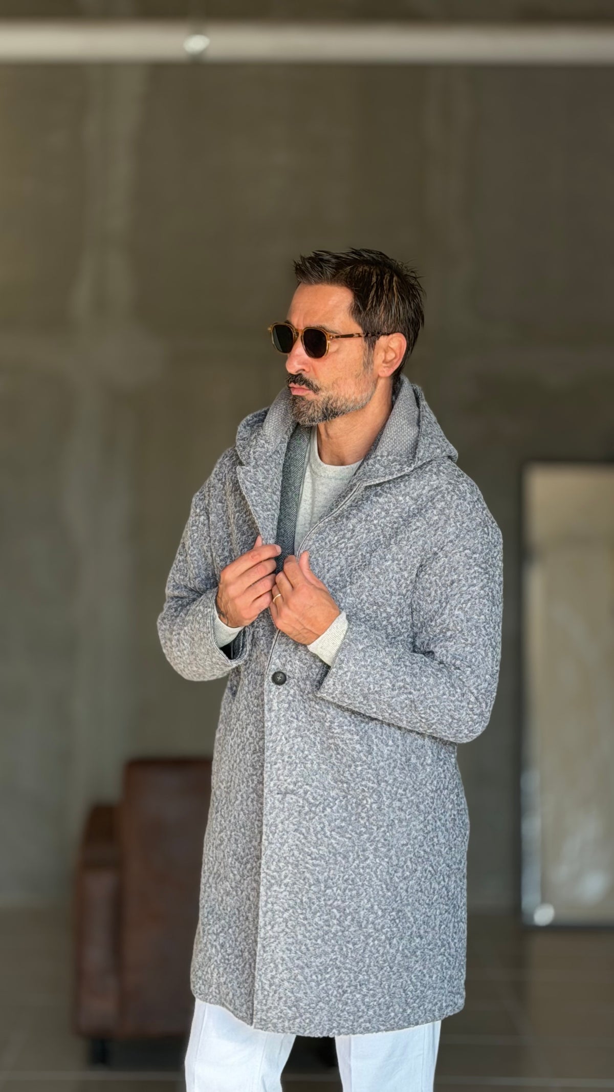 BLUE HIGH NECK COAT