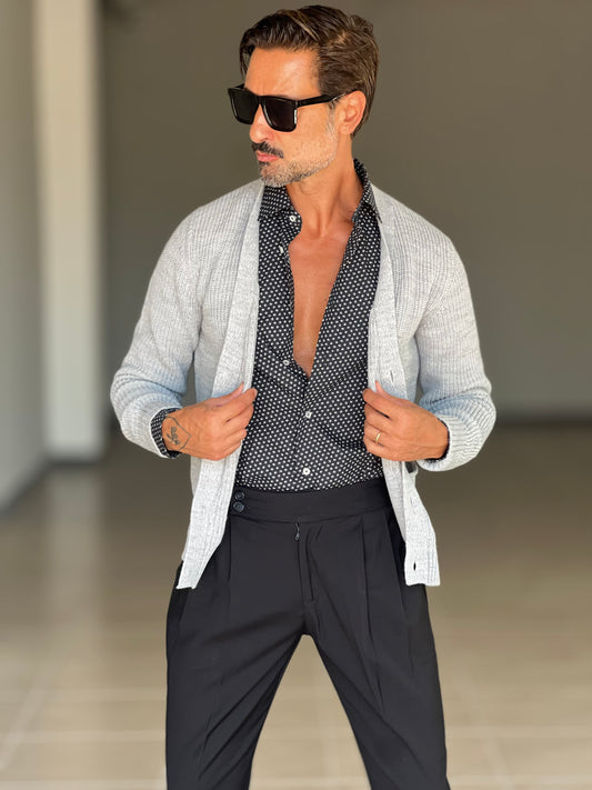 CAMICIA  DEPOT FONDO NERO POIS BIANCO
