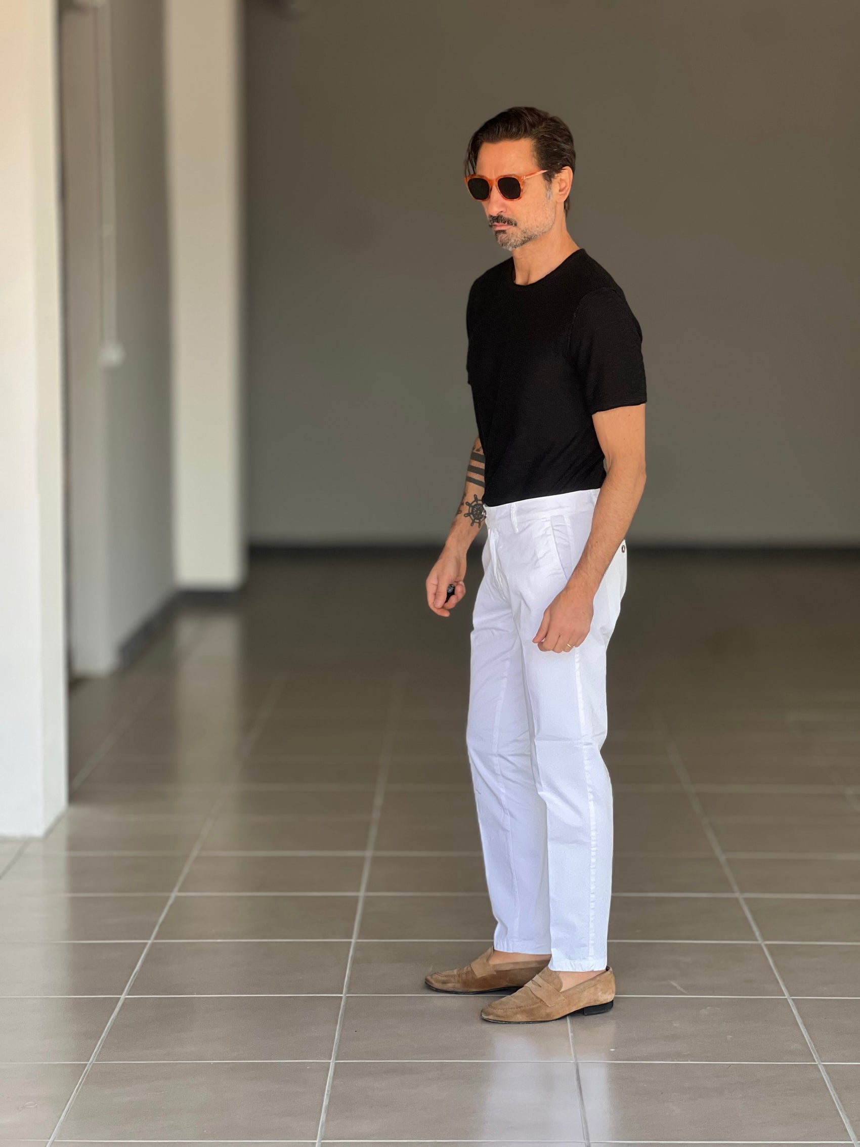 BLACK CHAIN ​​VISCOSE TROUSERS