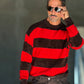 MAGLIA RIGA MORO E ROSSA CROP FIT