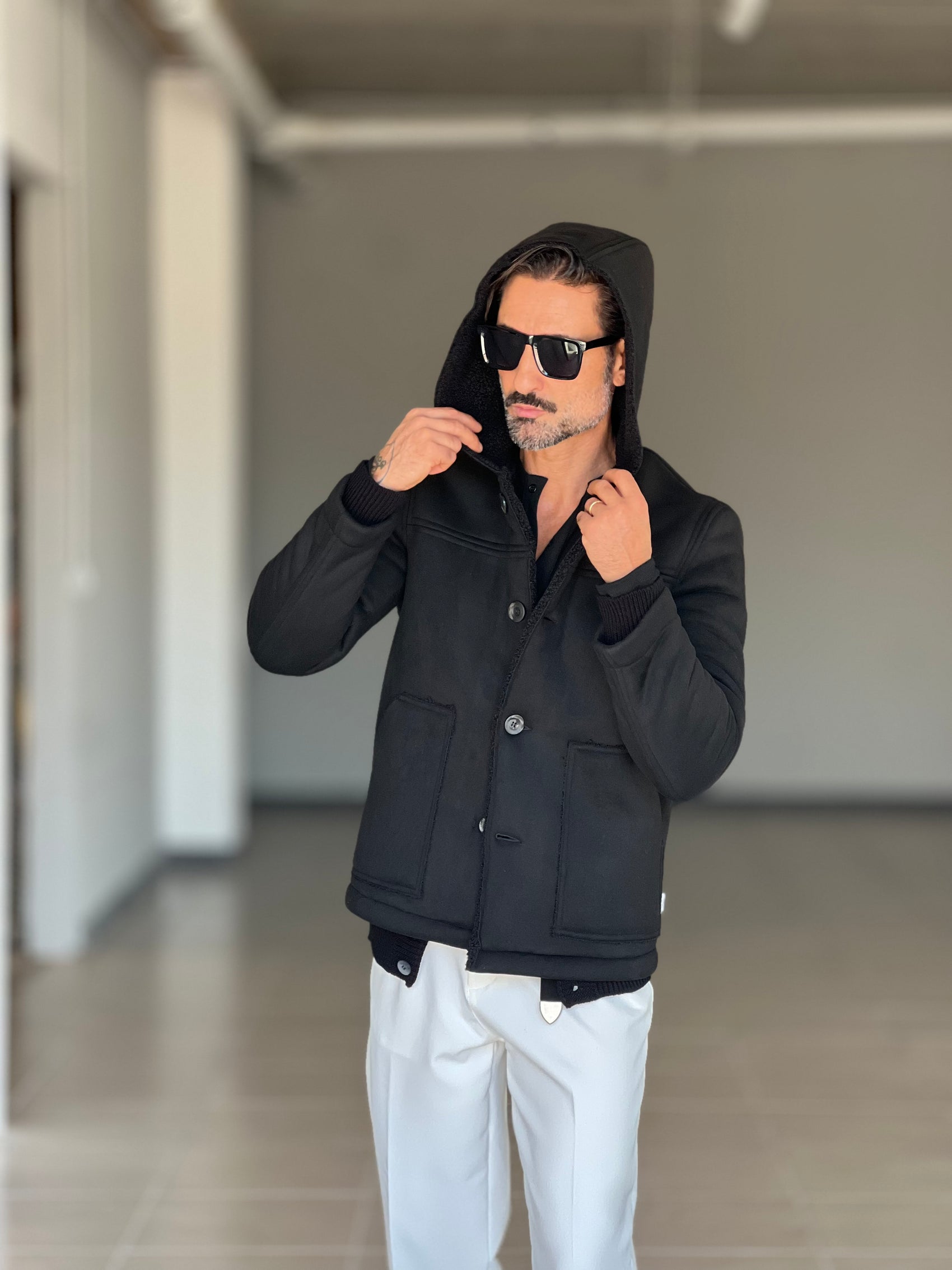 *ECOMONTONE NERO   CAPPUCCIO CONTRASTO NERO ALTATENSIONE